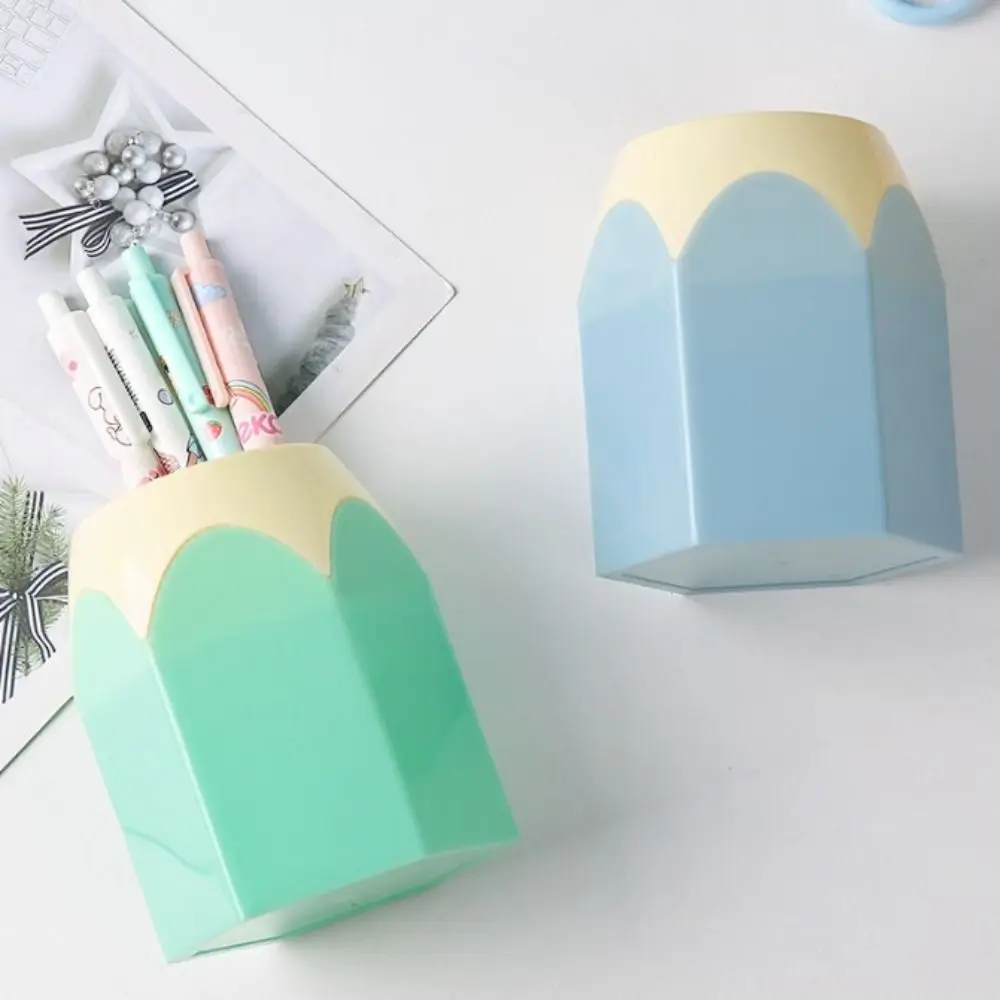 Multifunction Kawaii Cute Pen Holder Aesthetic Creative Makeup Brush Shelf Large Capacity Flower Vase Pot Tabletop Storage