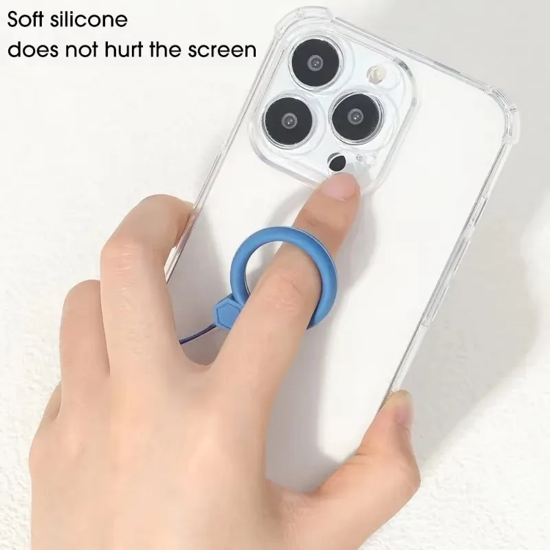 Soft Silicone Wrist Strap Lanyard for IPhone 15 14 Samsung S24 Xiaomi Keychain Lanyards Finger Ring Mobile Phone Hanging Rope