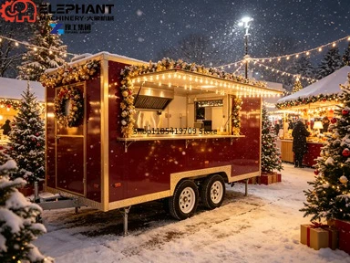 Square Fast Food Trailer Box Mobile Food Truck For BBQ Snack Retail Business