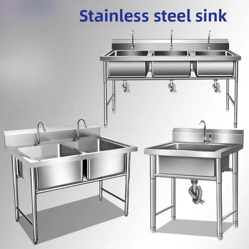 

Premium Stainless Steel Kitchen Sink Twin Bowl Triple Basin Commercial Quality Heavy Duty Restaurant Grade Sink Kitchen Items