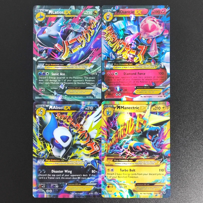 20PCS/Set DIY PTCG English Venusaur Charizard Gengar Lucario Metagross Ampharos Blastoise EX Hobby Collection Card Toy