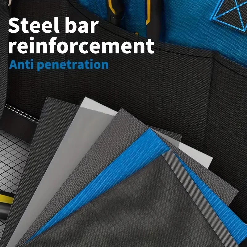 حقيبة أدوات كهربائي كبيرة منظم حقيبة أدوات شديدة التحمل حقيبة تخزين مضادة للسقوط مع جيوب متعددة Pochete #5