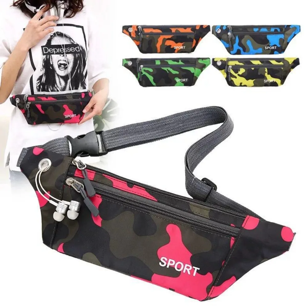 Ultra Light Camo Waist Bag Headphone Hole Storag Sport Waist Bag Large Capacity Stratification Mobile Phone Bag Outdoor