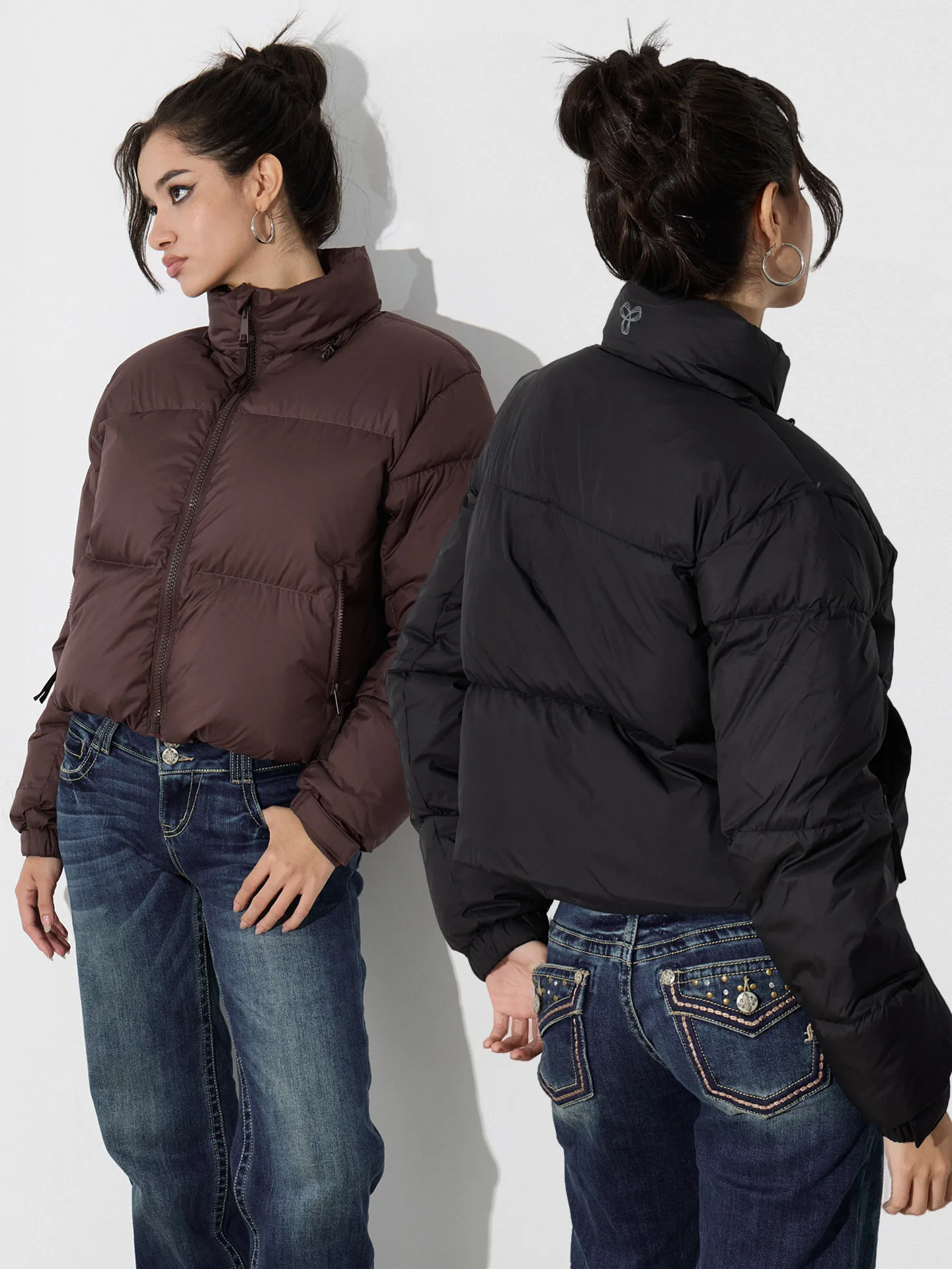 

Куртка Aritzia TNA Bla Brown с воротником-стойкой, наполнителем из 90% белого пуха, скрытым капюшоном, повседневная, теплая, на молнии