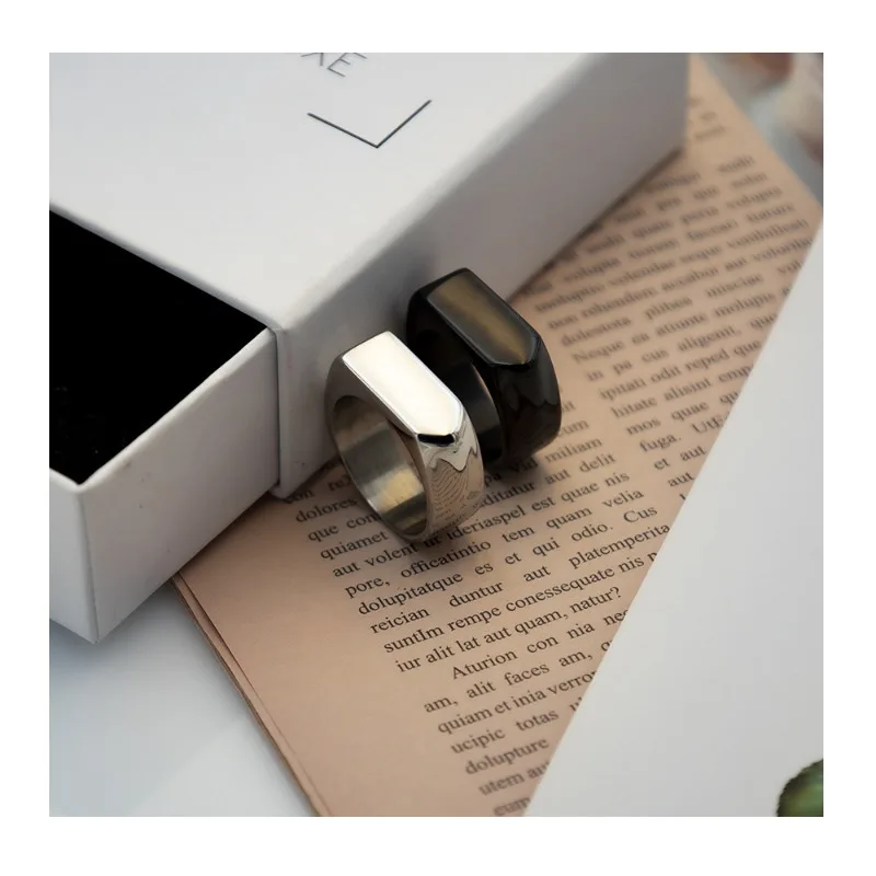 

Original Personalized Stainless Steel Ring Men's Tide Cold Wind Geometric Retro Couple Ring Fashion Glossy Ring