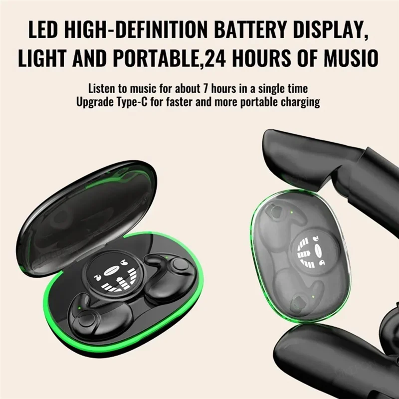 

Bluetooth Headphones Sleep Wireless Earphone TWS Earbuds IPX5 Waterproof Noise Reduction Sports Headset Skin-[Y03A]