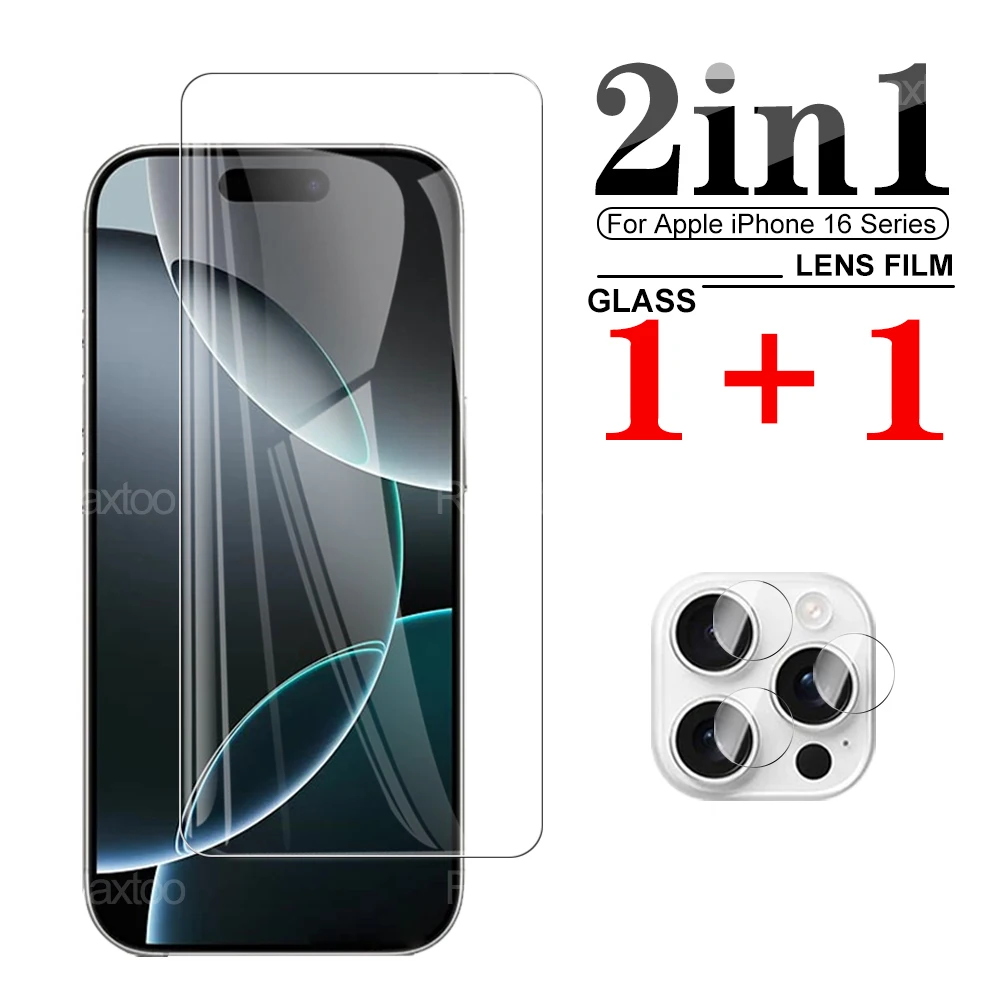 2in1 Tempered film For iPhone 16 Pro Max protect Lens for Apple iPhone16Pro Max 16Pro 16ProMax 16Plus screen protector i phone16