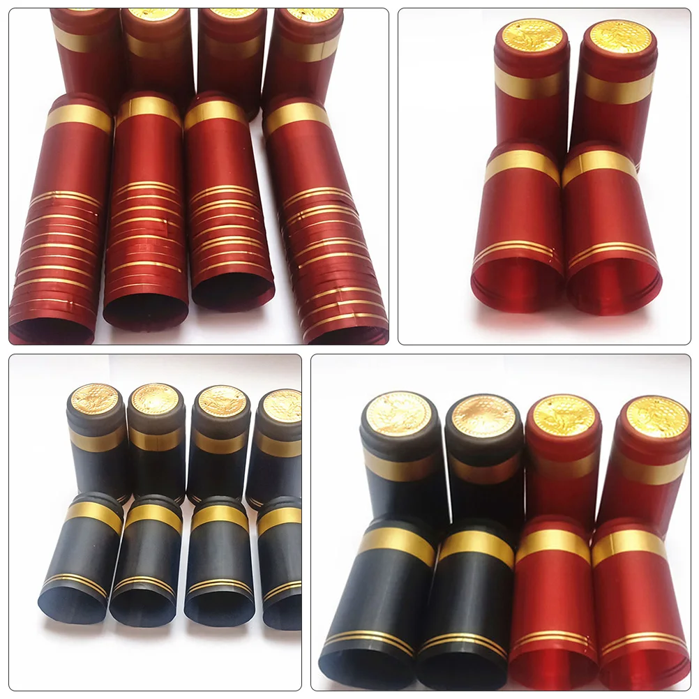 

200 Pcs Shrink Tops Red Heat Shrinkable Glue Cap Capsule Capsules for Bottles