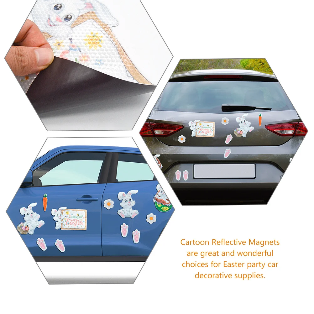 

11pcs Easter Reflective Stickers Car Decor PVC Magnetic Decals Home Bedroom Garage DIY Decorations Easter Themed Magnets Set