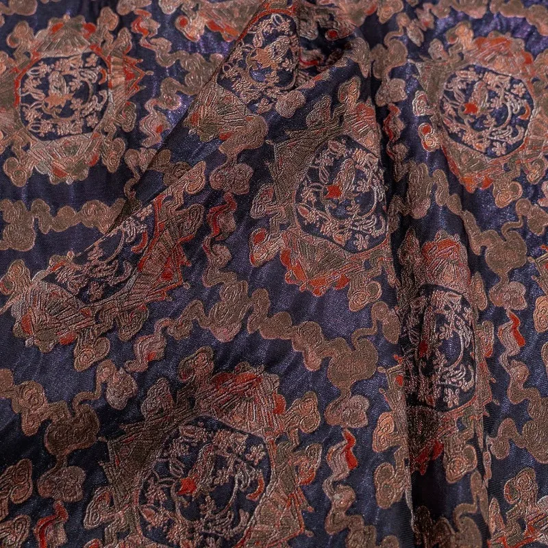 Fioletowo-czerwona rayonowa tkanina żakardowa w kwiaty z lureksem, nowy chiński styl, na koszule, sukienki, qipao, kamizelki, hanfu, akcesoria do szycia DIY