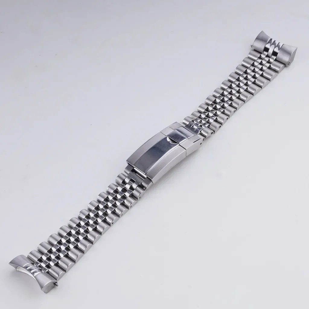 CARLYWET 22mm Silver Watch Band Curved Solid End style 316L Steel Steel jubilee Strap men bracelet For 22mm BlackBay 41