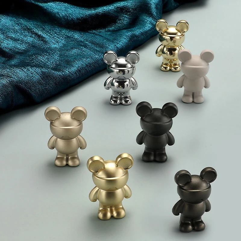 New style bear-shaped personalized creative cabinet door handles for cute cartoon children's room drawer cabinets and wardrobes