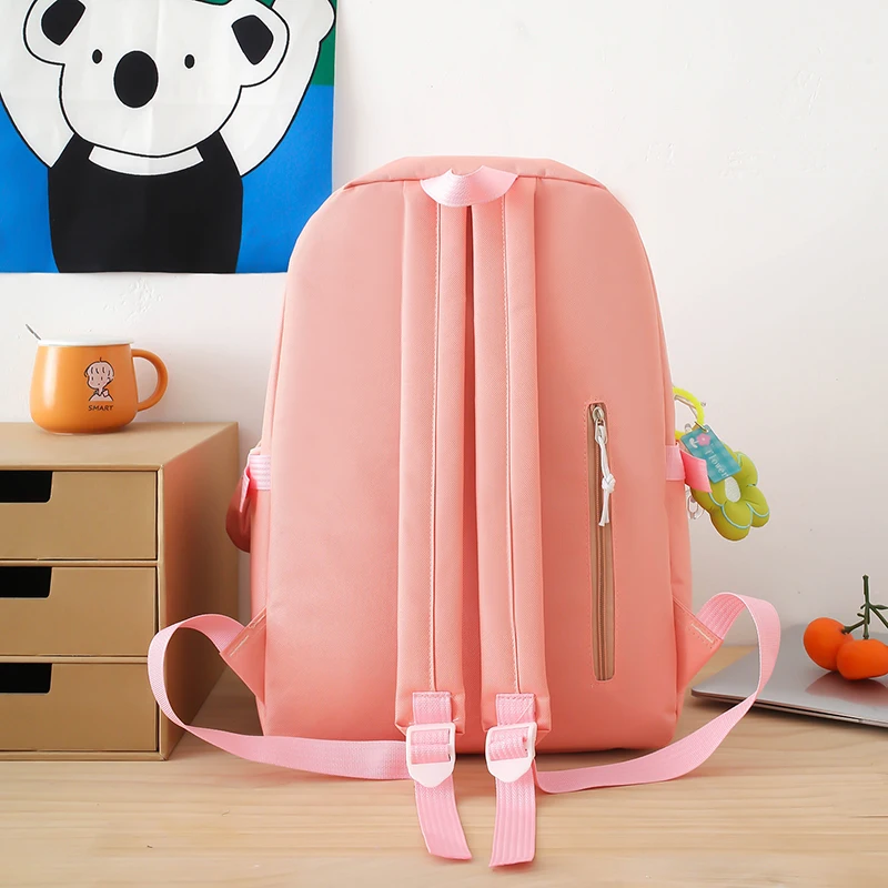 4 pic set Large capacity leisure school bag for school students INS style backpack for Girl multi-layer travel computer backpack