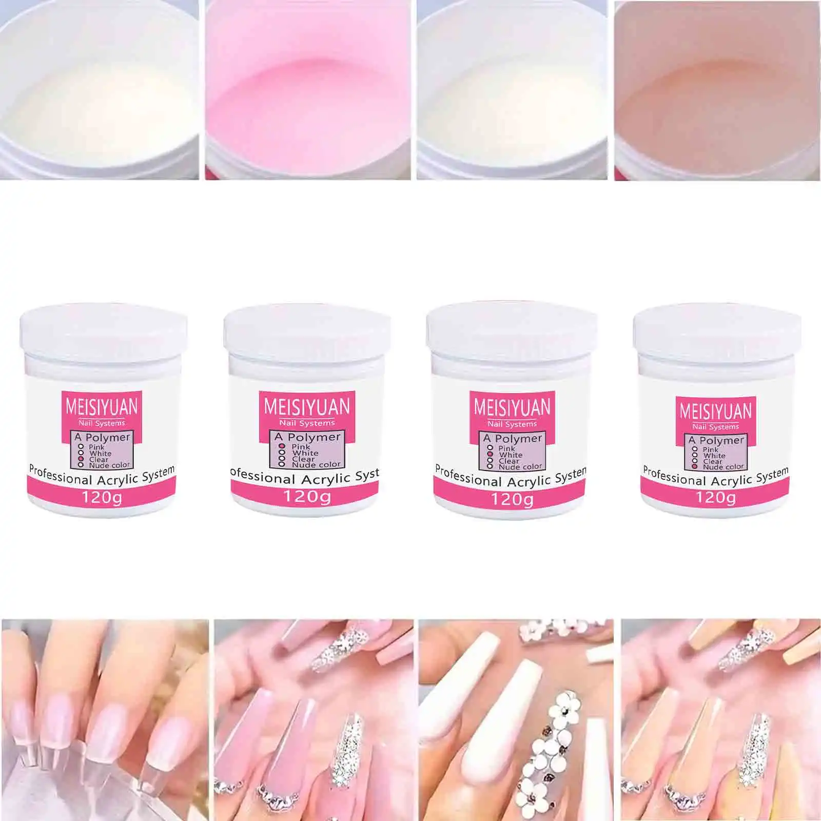 120g akrylpulver จนถึงเล็บ, เครื่องบดคริสตัล, udvidelig udskklbemiddel, diamant