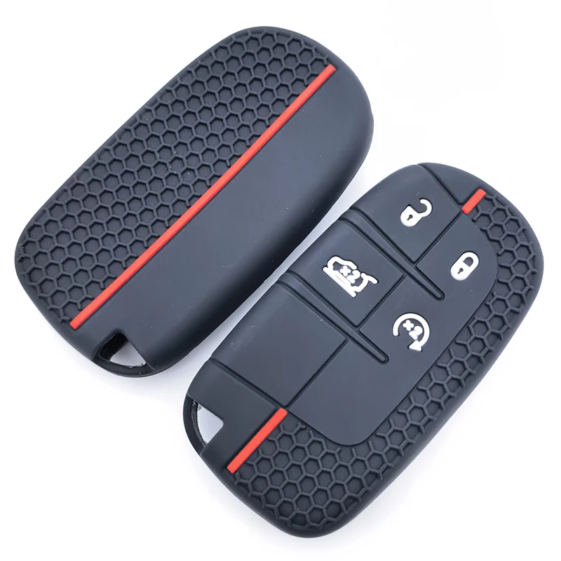 Silikon-Autoschlüsselhülle für Fiat Dodge Ram Charger Journey Durango für Jeep Grand Cherokee Chrysler Keyless Fob Shell Holder