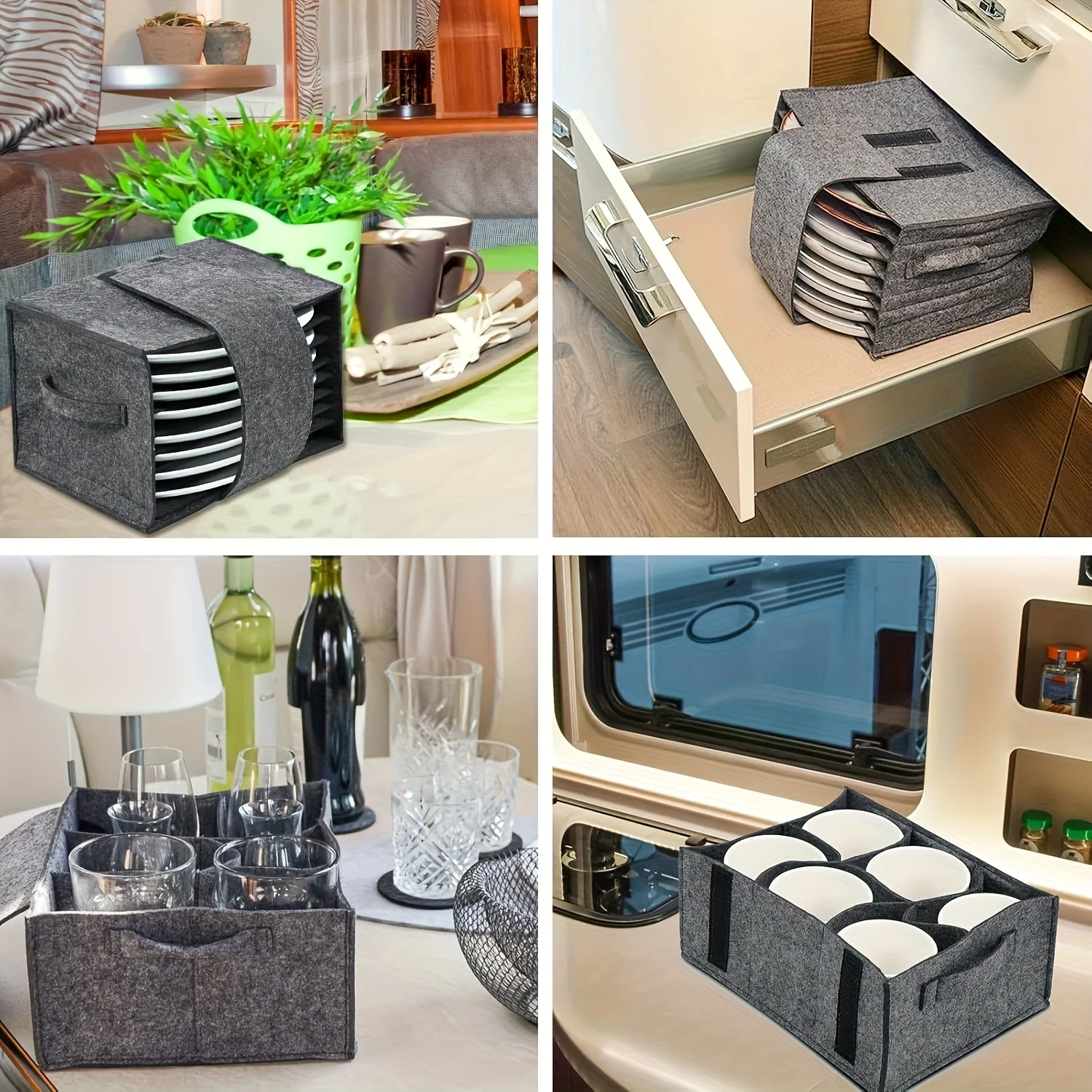 Tragbarer Organizer für Wohnwagen, Tellerhalter, Geschirr, Aufbewahrungstasche für Wohnmobil, Wohnmobil, Boot, Schrank