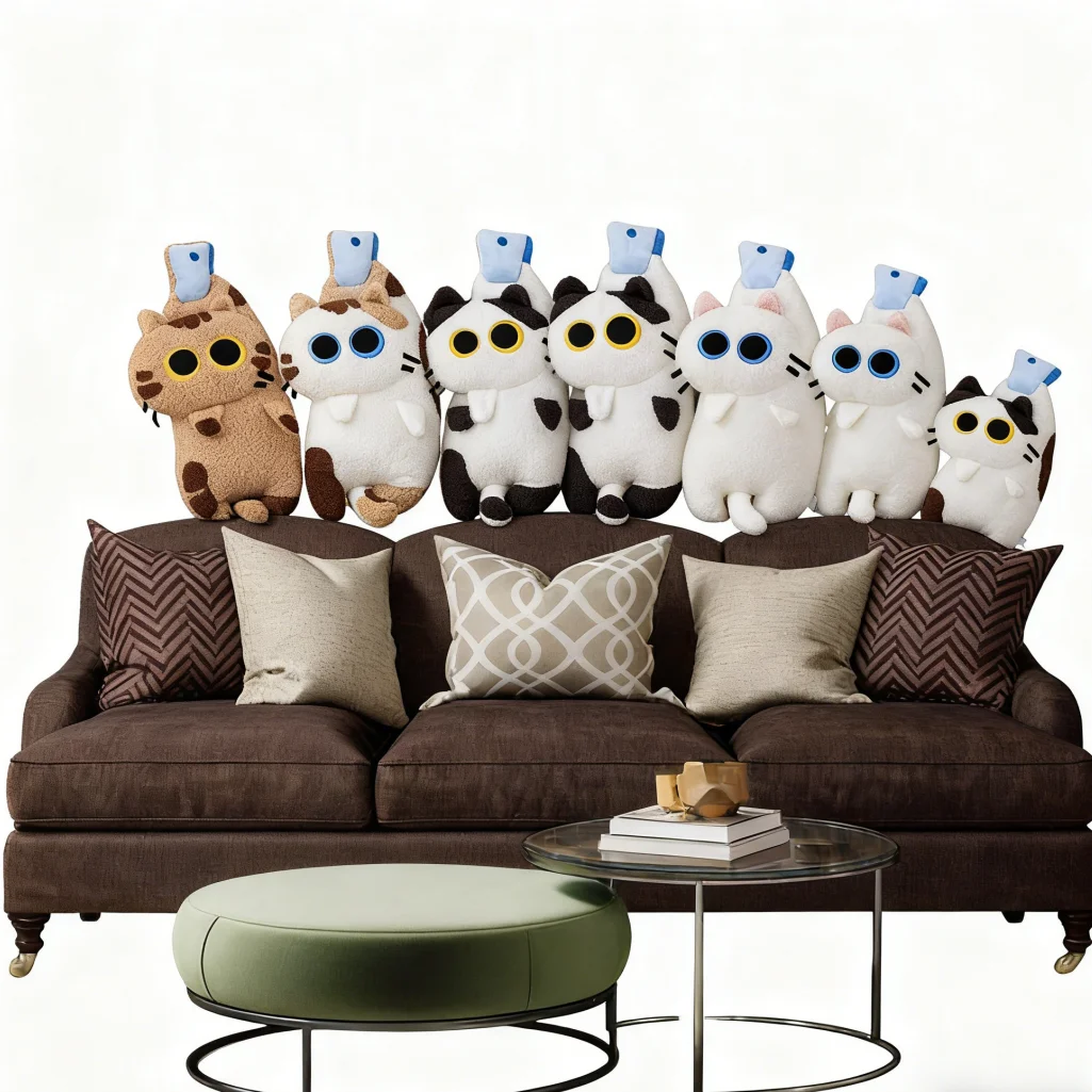 

Popular Cute Cat Pillow, Soft & Funny Home Decor Gift Idea for Living Room, Non-Slip Bottom for Sofa and Bed, Machine Washable