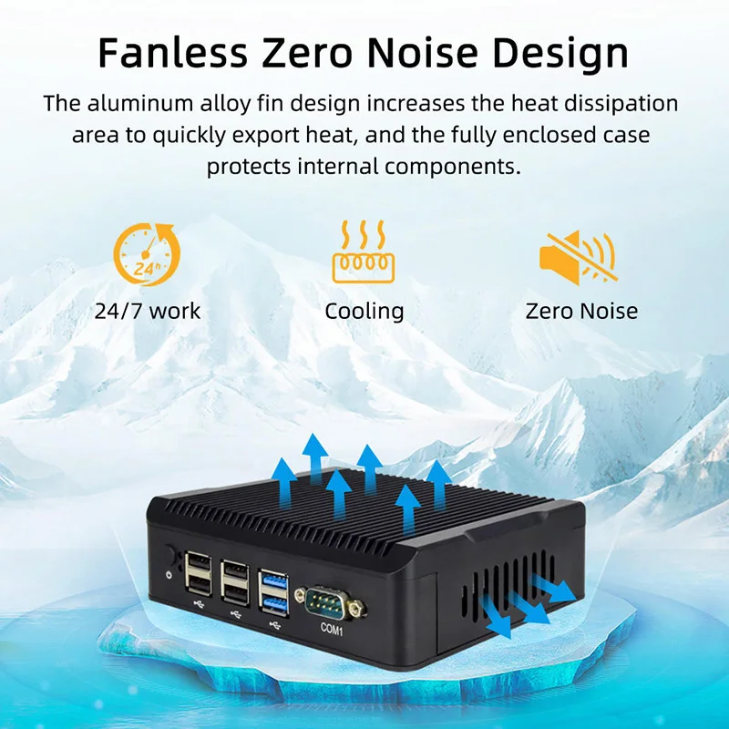 TexHoo Mini PC, Intel Celeron N2940, 4GB/8GB DDR3, 256GB SSD, Win 10 Portable PC, WiFi, BT, 2COM+2LAN ITX Service/Industria Host