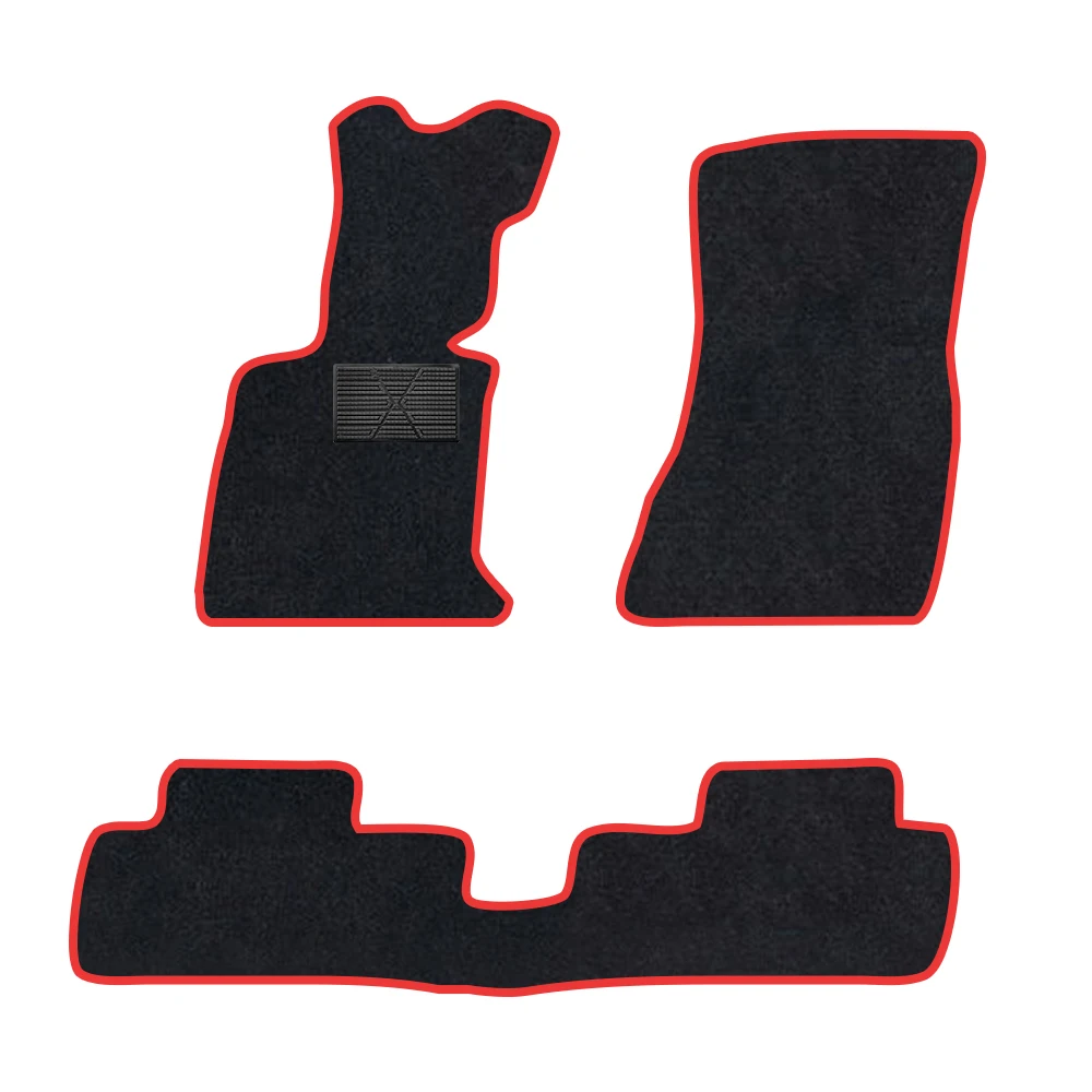 

Car Floor Mat For Bmw 5 series 2024-Present G60 standard Polyester suede Anti Slip black Backing red Binding Trim Edge