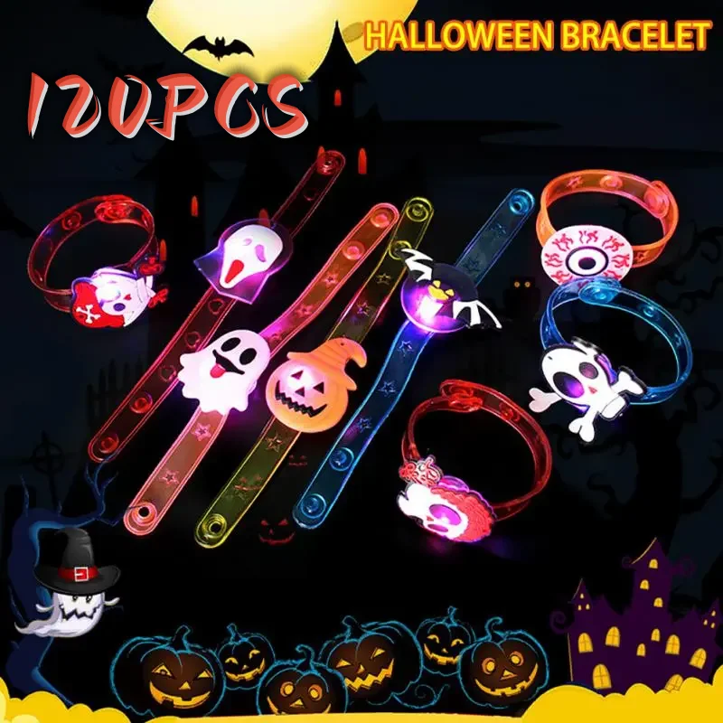 120PCS Halloween Glowing Watches Children's Watches Scary Glitter Props Halloween Party Decorations Christmas Decorations