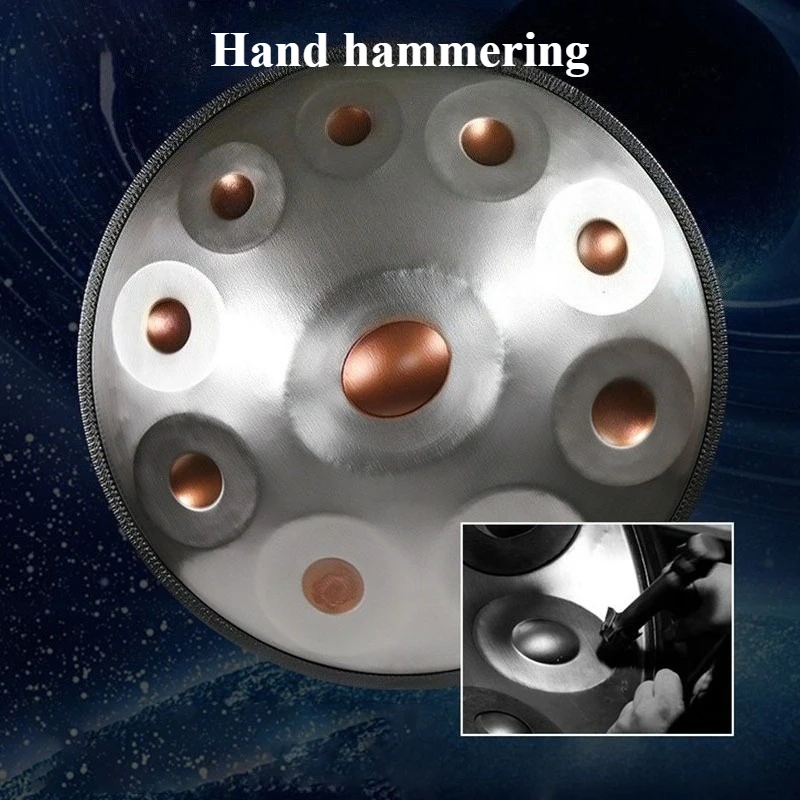 22 Inch HandPan Handmade Meditation Hand Drums Stainless Steel Nitrided HandPans Beginner Professional Musical Instruments