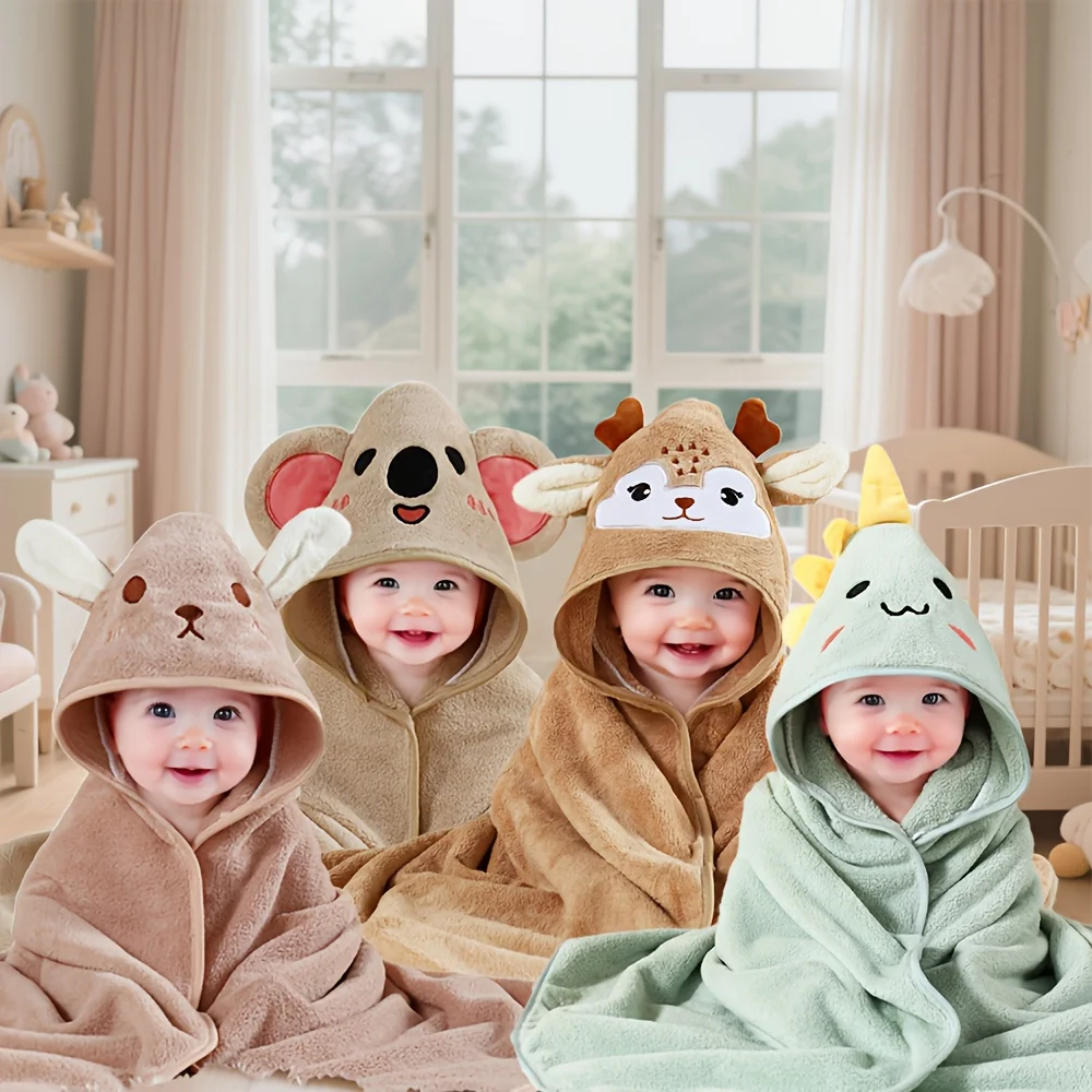 Multi-Functional Baby Bath Towel with Animal Design, Baby Bath Towel, Animal-Shaped Baby Blanket, Absorbent and Quick-Drying, Soft and Skin-Friendly, Suitable for Bathing and Swimming for Children Aged 0-3, Baby Holiday Gift