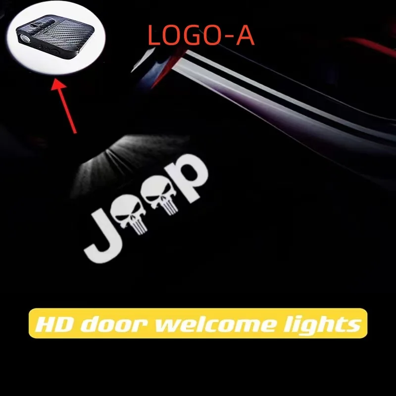 

Car Door Welcome Light Projection Lamp Free Wiring Modified Decorative Light For Jeep Wrangler JK JL TJ Renegade Grand Cherokee