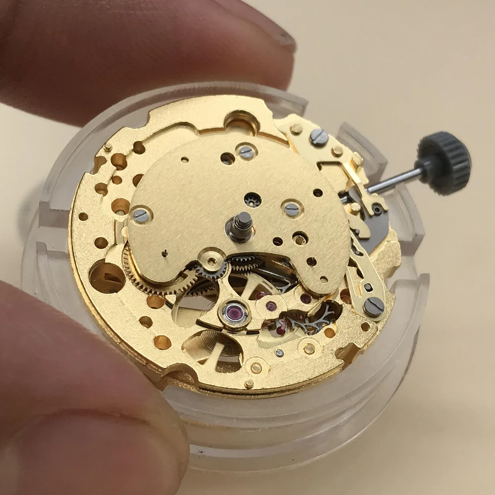 Skeleton 24 Hours MIYOTA 82S7 Mechanical Watch Movement Golden Steel Replacement Parts Assembled Watches Citizen Mechanism