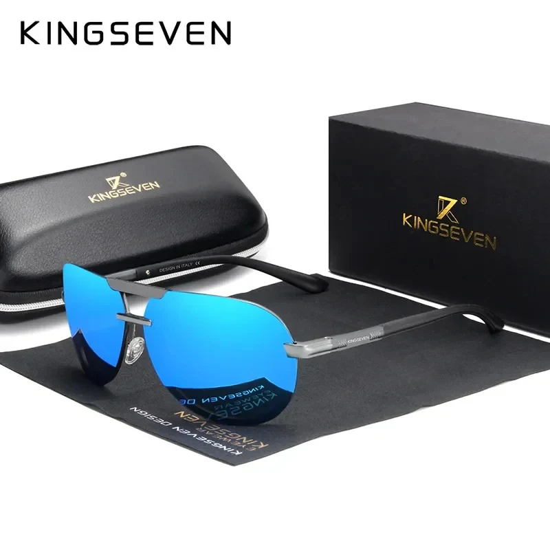 KINGSEVEN Original High Quality Polarized Sunglasses Men Women Pilot Driving Aluminum+TR90 Sun Glasses Goggle UV400