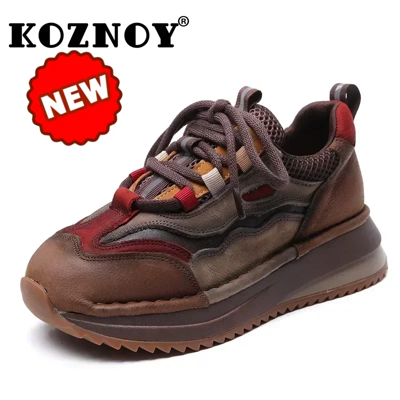 

Koznoy/женские ботильоны из коровьей кожи 4 см, весенние ботильоны на плоской подошве, удобные осенние качественные кроссовки, модные кроссовки на массивном каблуке