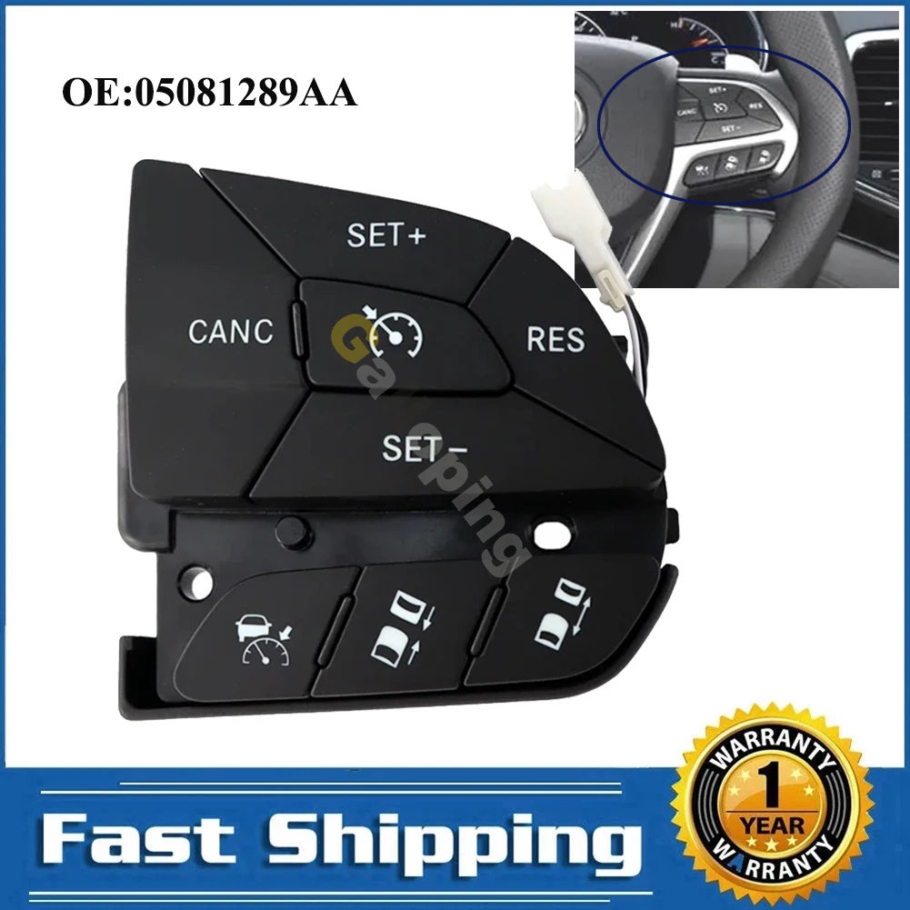 

Steering Wheel Cruise Control Switch Button For 2016-2019 Jeep Cherokee Dodge Challenger Charger Car Accessories 05081289AA