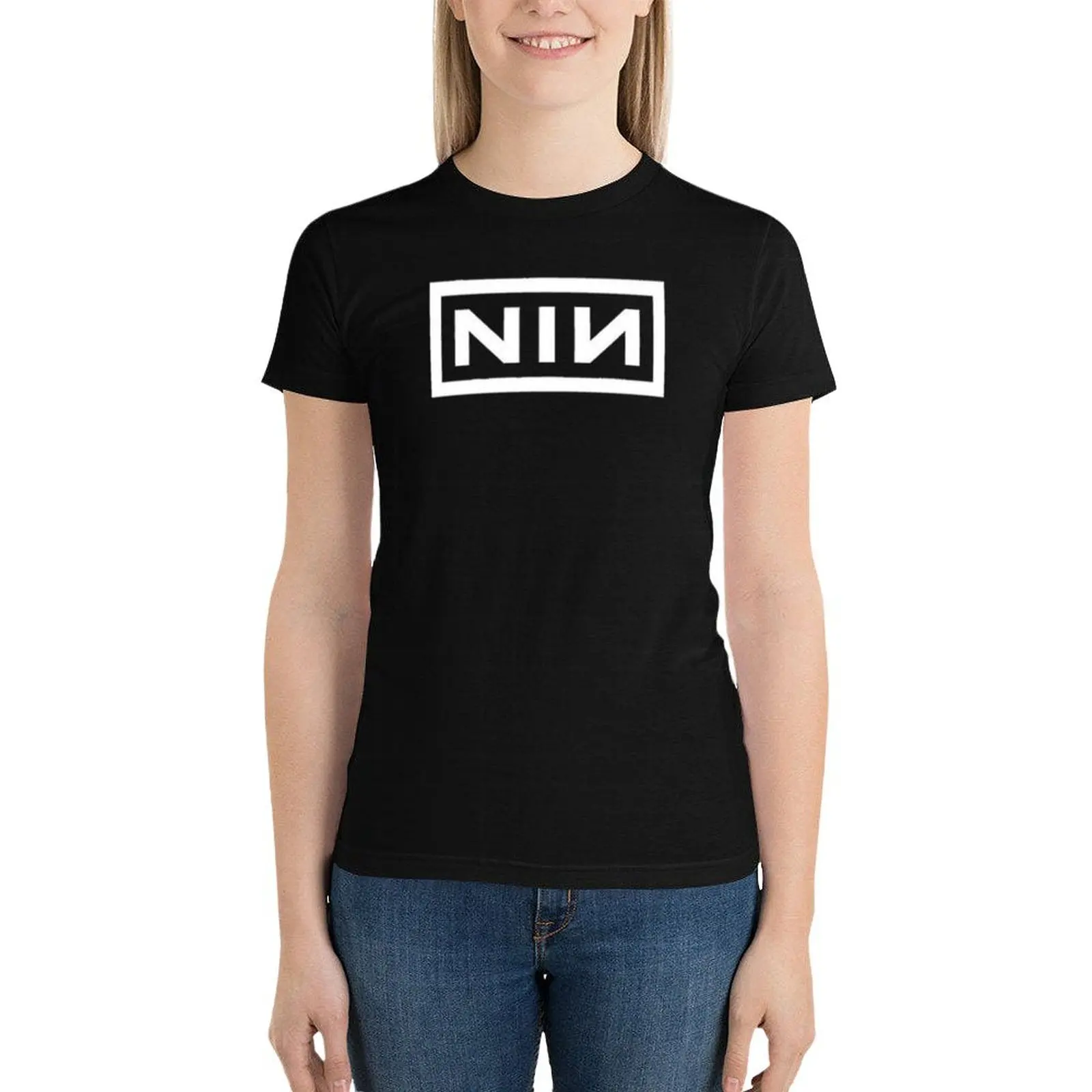 

White Logo T-Shirt shirts graphic tees tees plus size tops Women's tops