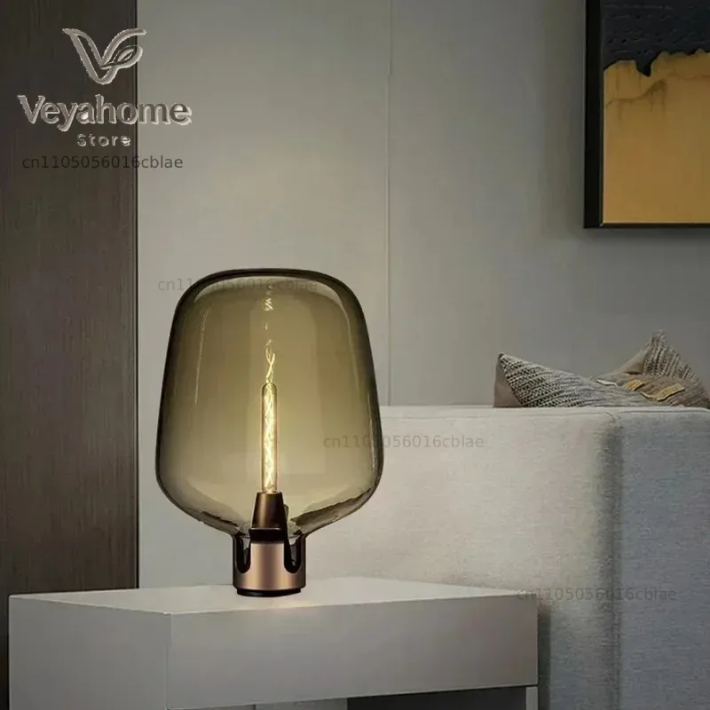 Italian Modern Minimalist Glass Desk Lamp Designer Creative Model Room Study Living Room Bedroom Decoration Bedside Floor Lamp
