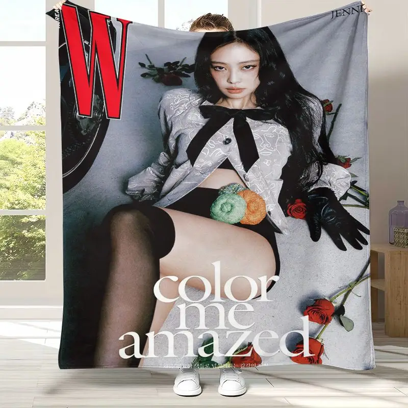 Korean Idol J-Jennie Solo Less Than A Lover Flannel Throw Blanket,Cozy Warm Blanket for Bed,Sofa,Living Room,Picnic,Home Decor