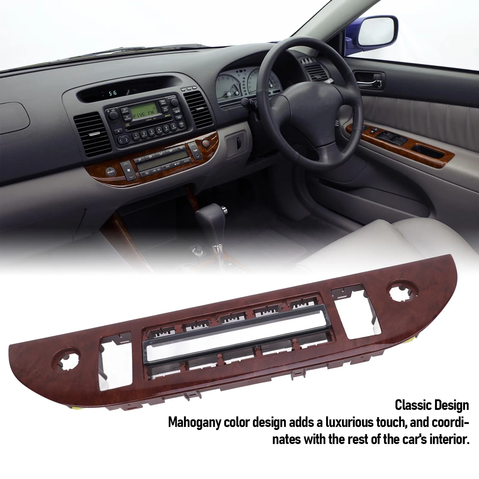 AC Climate Control Panel Cover Trim Central Control Air Conditioning Switch Panel Cover Replacement for Camry XV30 2001-2006