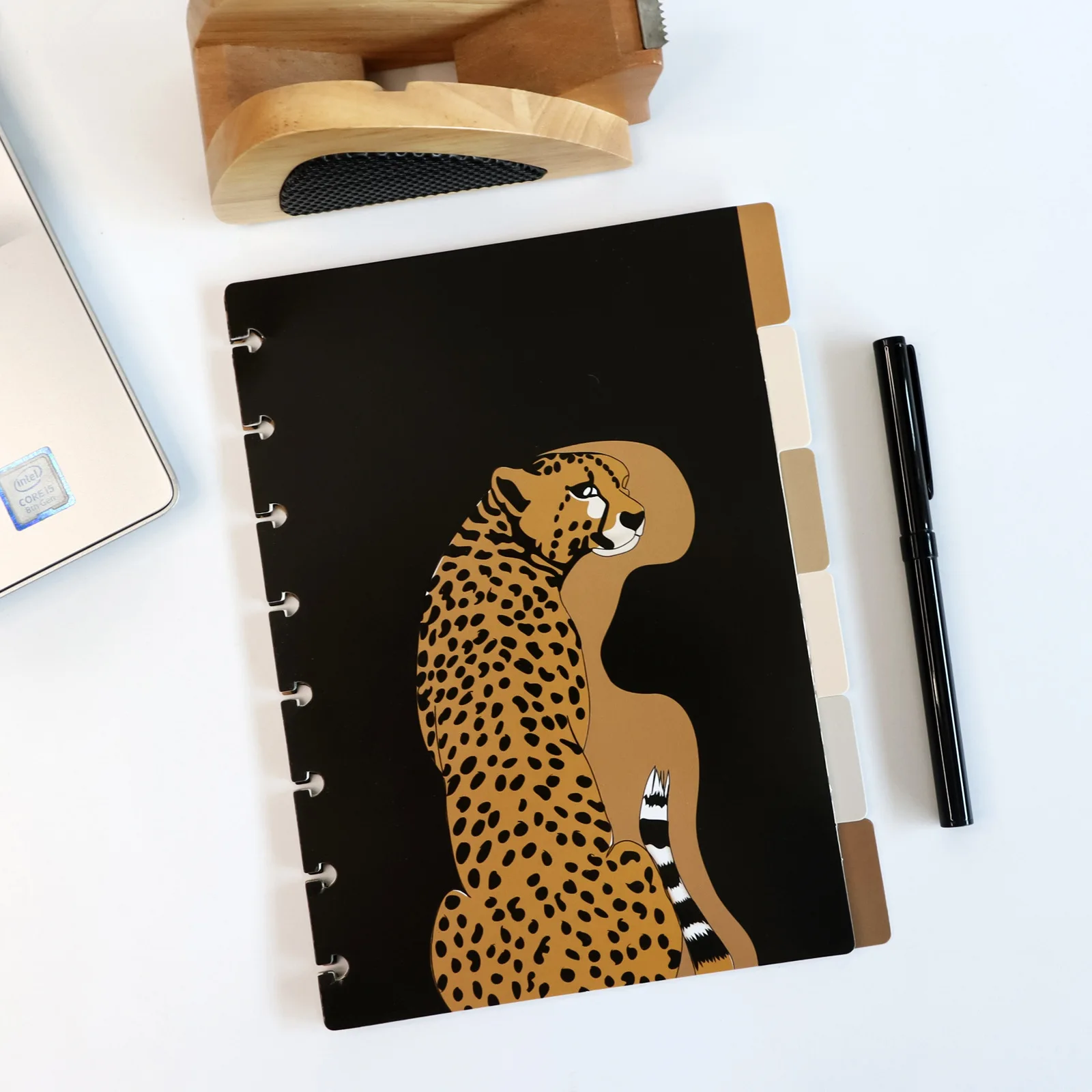 Cute Leopard A5 Loose Leaf Notebook Spiral Bindr Index Separator Page 6pcs Dividers Diary Journal Refill Paper School Stationery