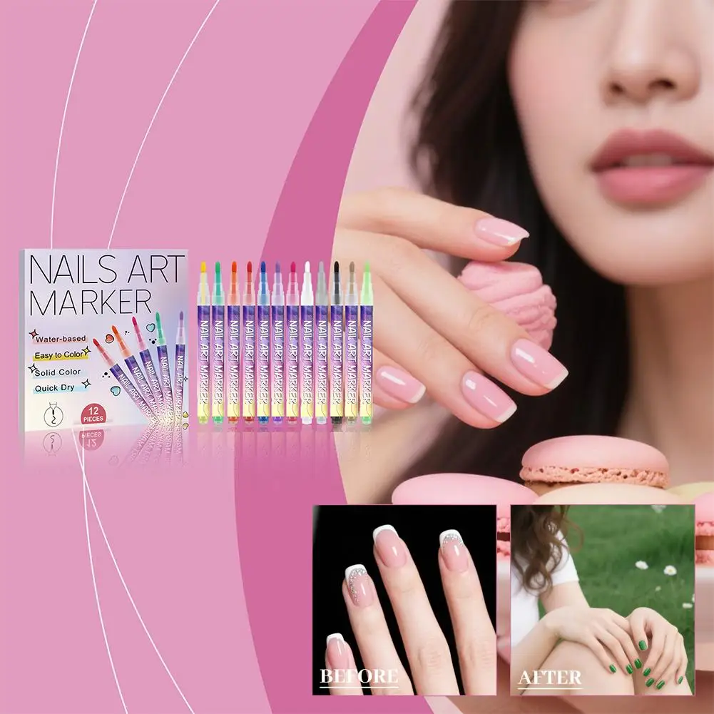 

12Pcs/set Nail Art Drawing Graffiti Pen Gel Pencil Plastic Waterproof Painting Liner Marker Pen Nail Manicure Decoration Tools