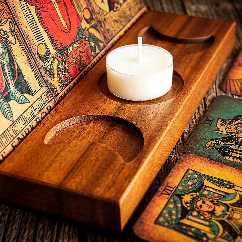 كريستال التارو بطاقة تخزين حامل خشبي الشاي ضوء حامل منضدية رف شاشة لتزيين المذبح ديكور المنزل #6