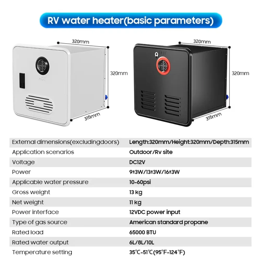 Factory Direct 2026 High quality 6L 8L 10L heat exchanger tankless geyser LPG instant gas boiler RV hot water shower water heate