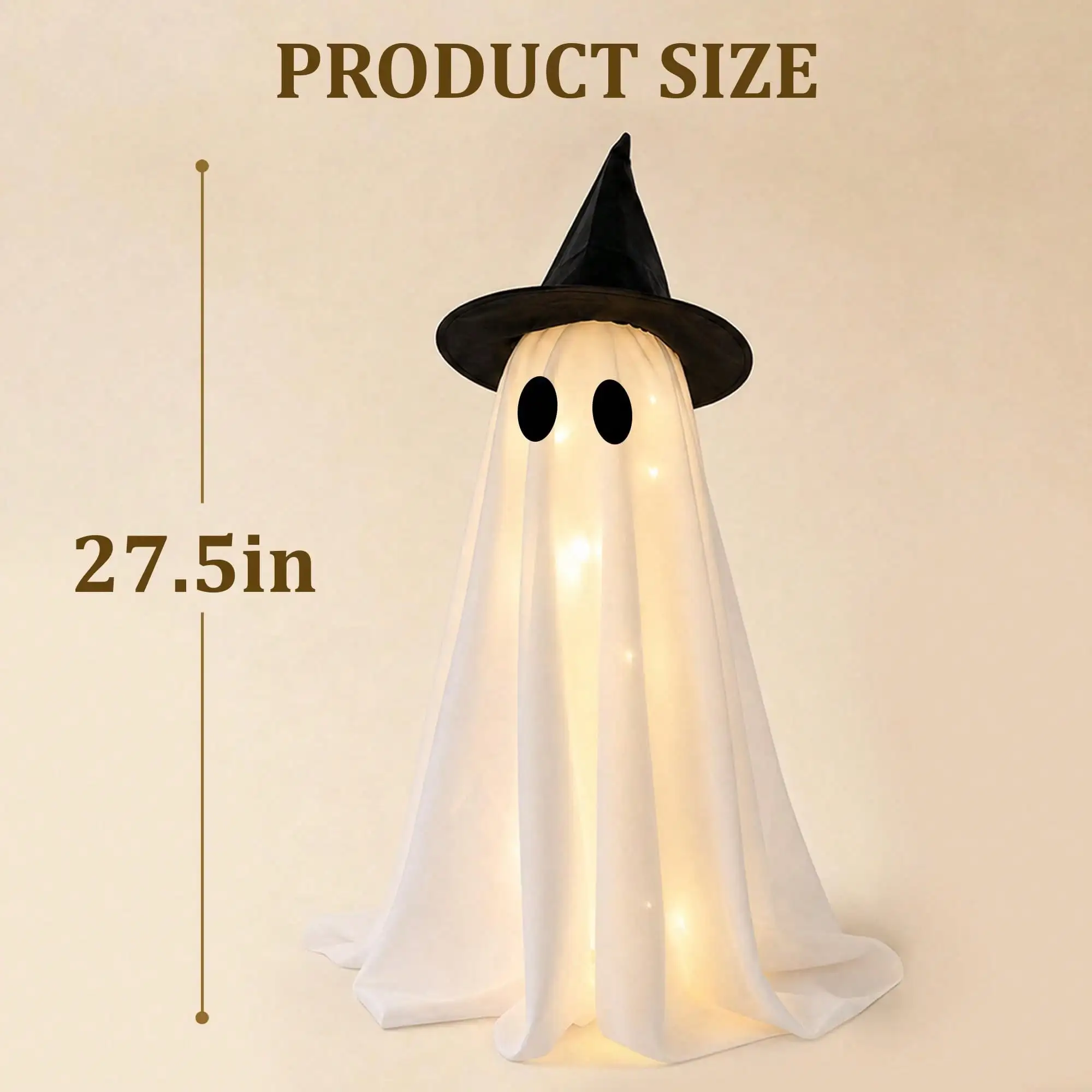 LED Light‑Up Witch Hat Ghost 2Pcs, Spooky Halloween Figurine, Table Centerpiece for Mantel Dining Table Party Decor view 4