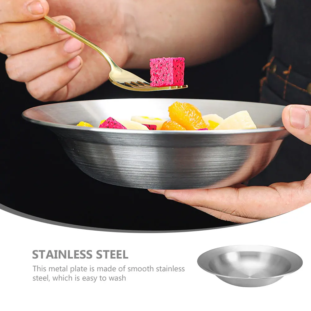 

Stainless Steel Salad Bowl Noodle Bowls Cold Platters Lightweight Round Soup Pot Dishwasher Safe Sandwich Plate Kitchen