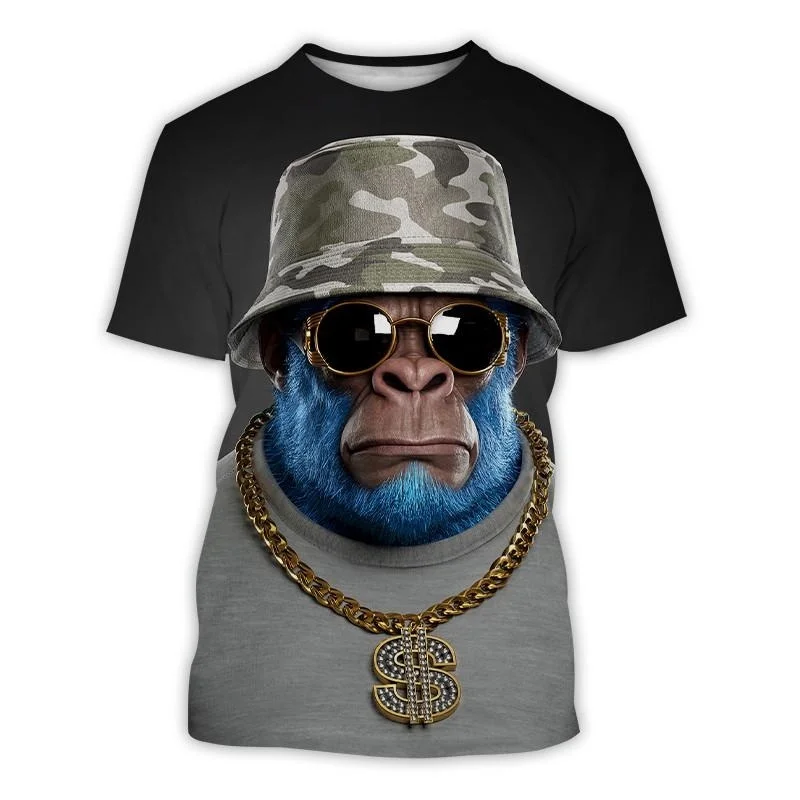 Funny Monkey 3D Print T-shirt Animal Graphic T Shirts Casual Tee Shirts Streetwear Tops Hip Hop Summer 2023 Tops Clothing