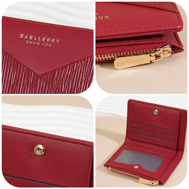 2024 المرأة محفظة صغيرة قصيرة سعة كبيرة اثنين أضعاف سستة محفظة بولي Leather الجلود عملة المحفظة الفاخرة عالية الجودة الحد الأدنى Cartera