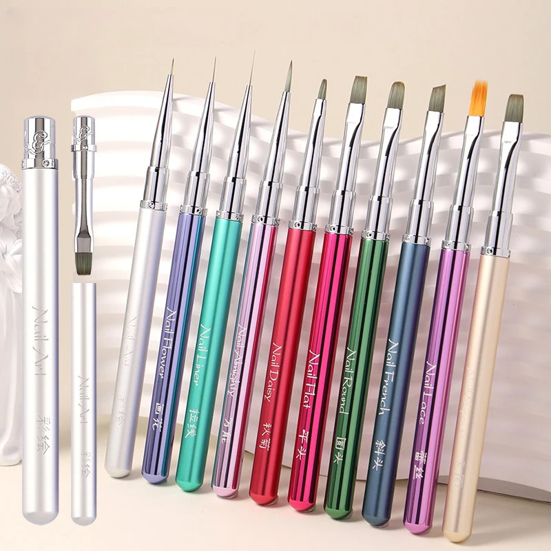 

Nail UV Gel Nail Brush Liner DIY Painting Pen Manicure Metal Drawing Brush For Nail Art Design Nails Tip Display Painting Tool