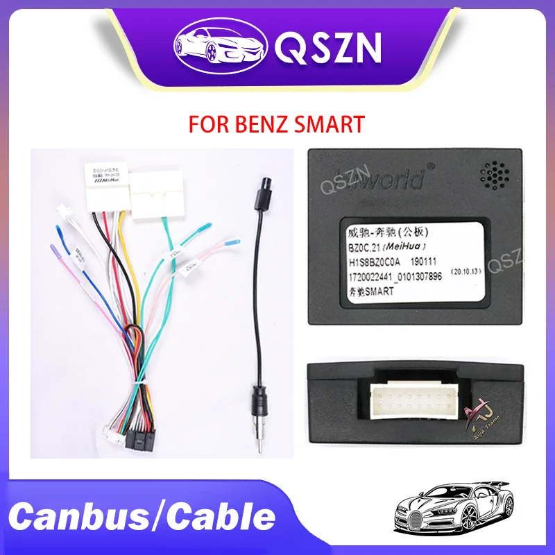 QSZN Car radio Canbus Box Decoder OD-BENZ-01 For BENZ B200/ S CLASS/C CLASS/VITO/SLK Wiring Harness Plug Power Cable Android