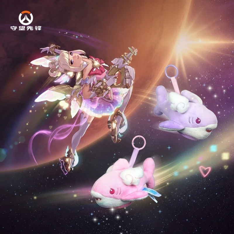 official-new-juno's-familiars-sharks-of-dreams-phobos-and-deimos-cute-plush-keychain-charm-magnetic-shoulder-perch-pendant-gift