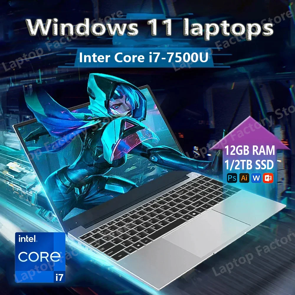 

Ноутбуки 2024 года, Windows 11, ноутбук Intel CORE i7-7500U, 12 ГБ ОЗУ, 1 ТБ/2 ТБ SSD-накопитель, разрешение 1920*1080, офисный учебный ПК, компьютер