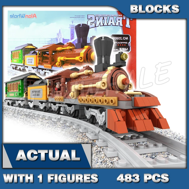 

483pcs City Cargo Trains Stem Locomotive Coal Carriage Transport Tracks 25809 Building Blocks Sets Compatible With Model