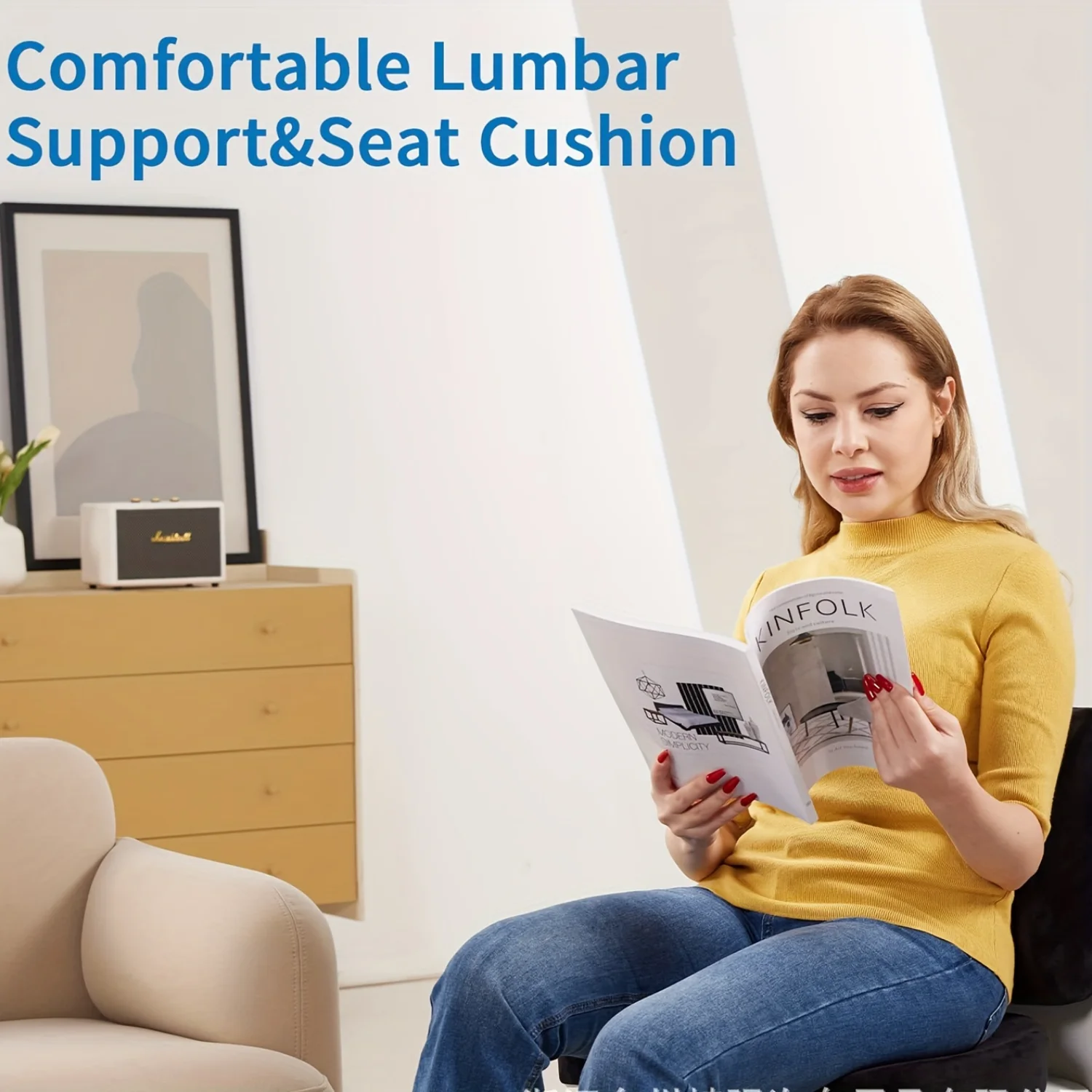 Comfortable Lumbar Support & Seat Cushion Set, Ergonomic Office Chair Memory Foam Pad, Father's Day Gift