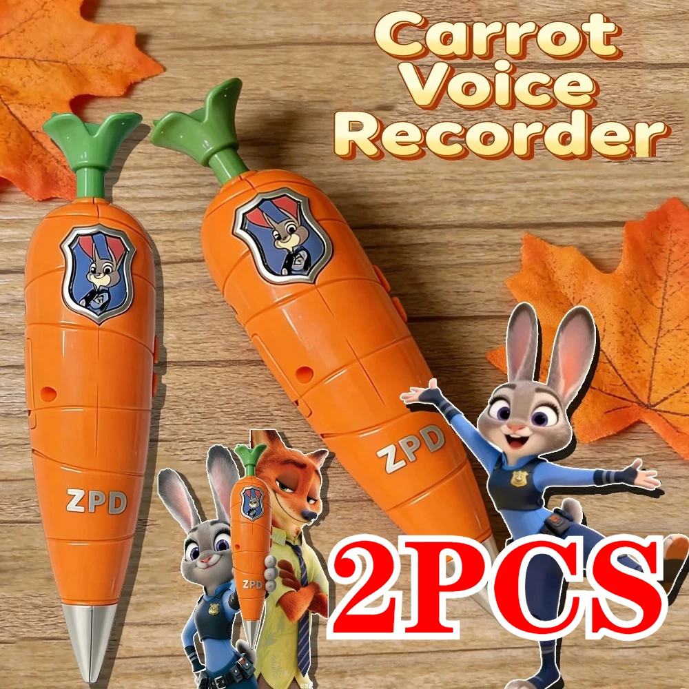 Bolígrafo Grabador Carrot de Disney Zootopia 2 |   Estilo Judy y Nick para Niños |   Mini Grabadora de los Años 60 |   Bolígrafo de Gel 2 en 1, Artículos de Papelería